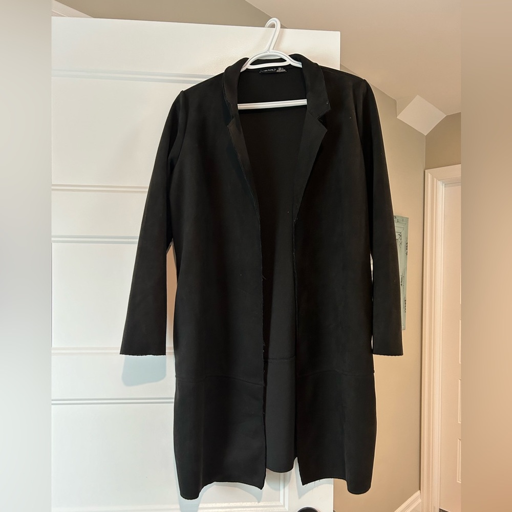 Black Velvet Long Open Jacket